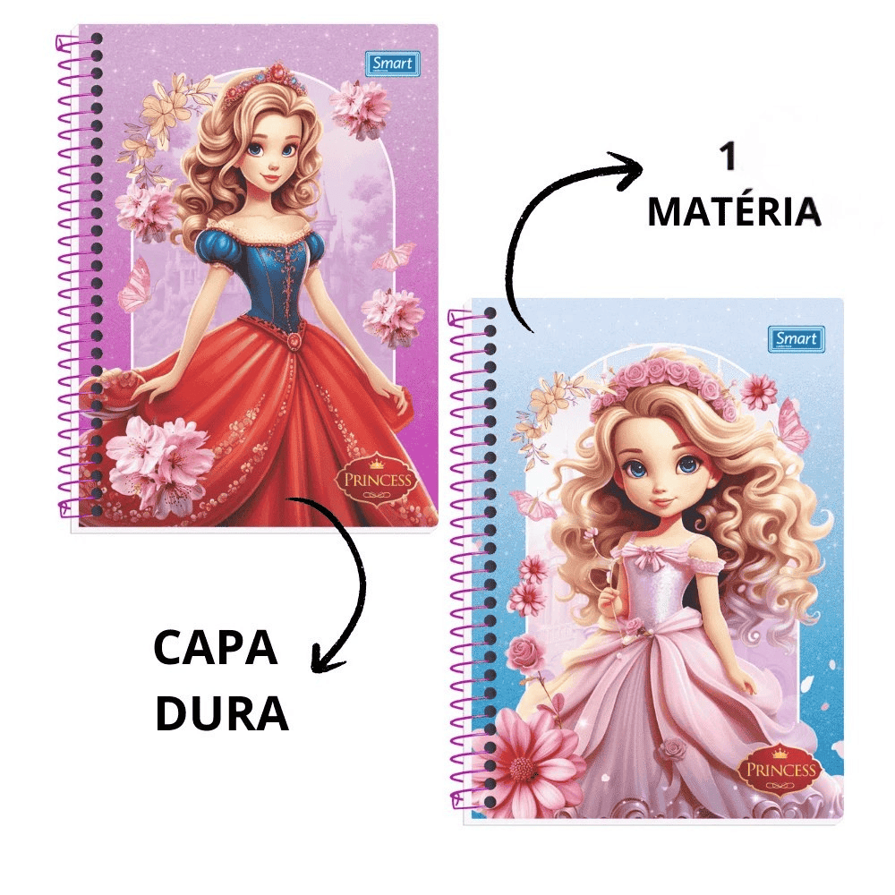 Caderno Princess Cd 1 Matéria 80 Folhas Smart