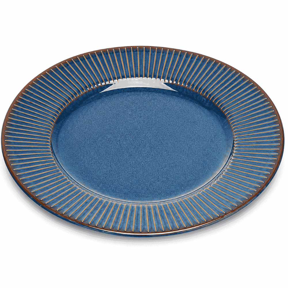 Prato para Sobremesa de Cerâmica Linear Azul 20cm Coliseu