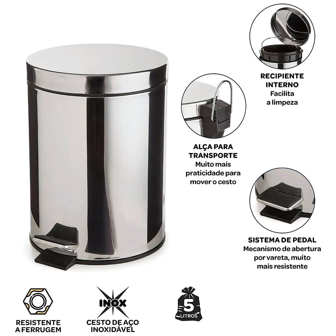 Lixeira Inox 5L Wincy