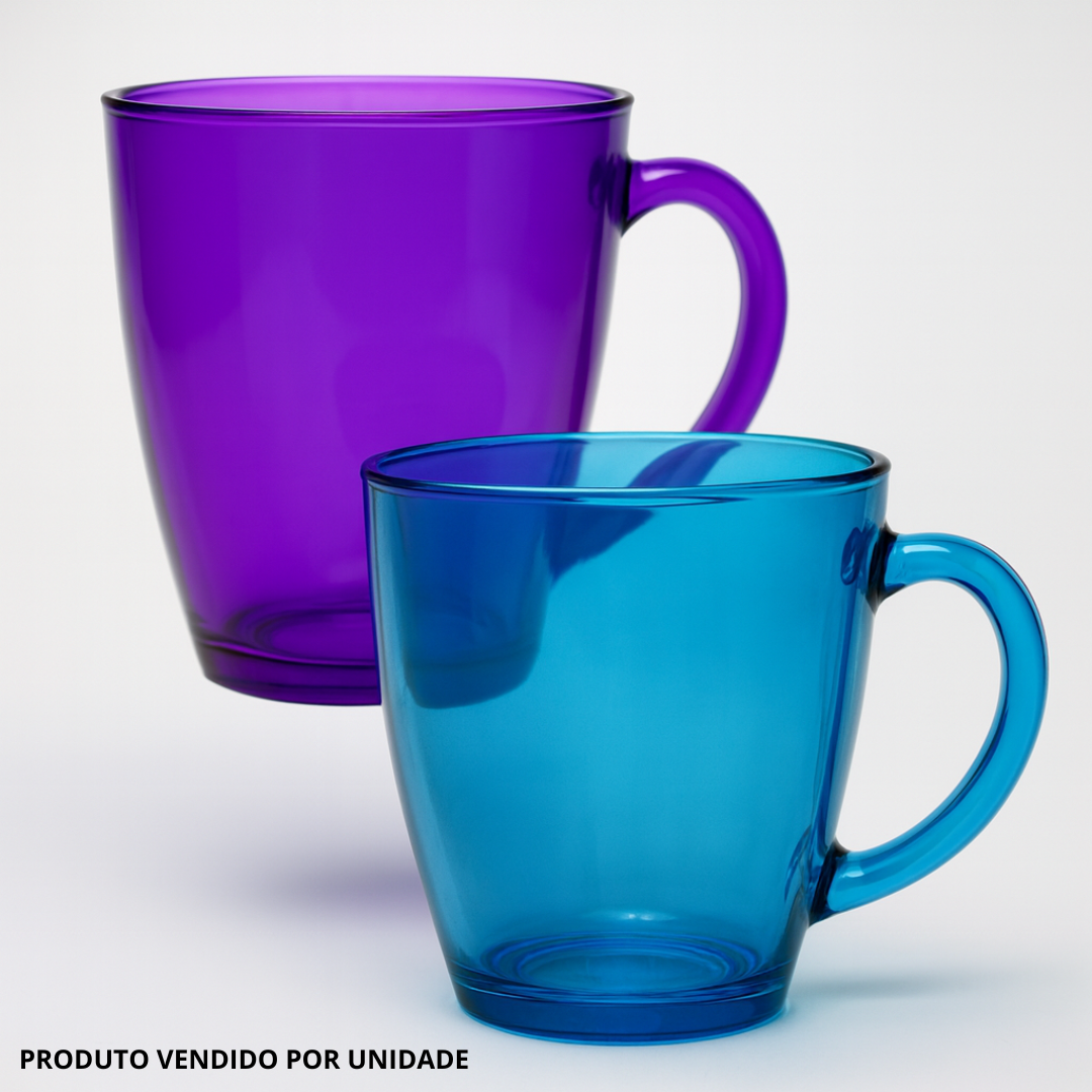 Caneca Em Vidro Colorida 350Ml Chazak