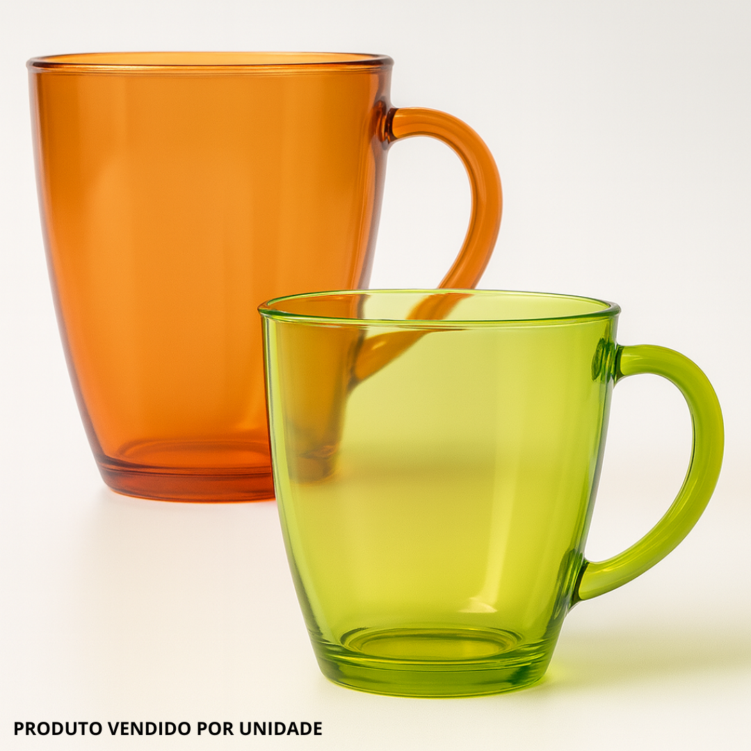 Caneca Em Vidro Colorida 350Ml Chazak