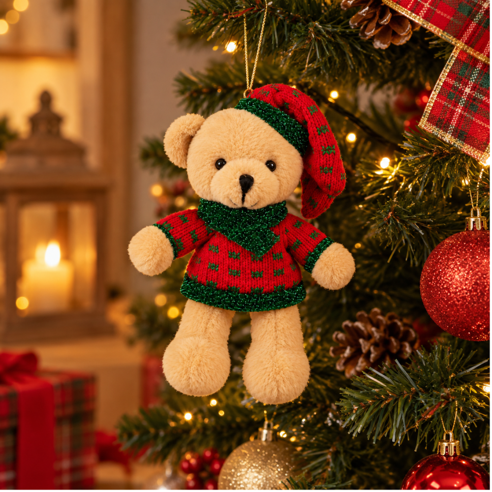 Ursinho de Pelúcia Decorativo de Natal 12cm Multiart