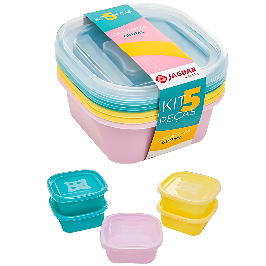 Kit 5 Peças Organiza Quad 690Ml Jaguar