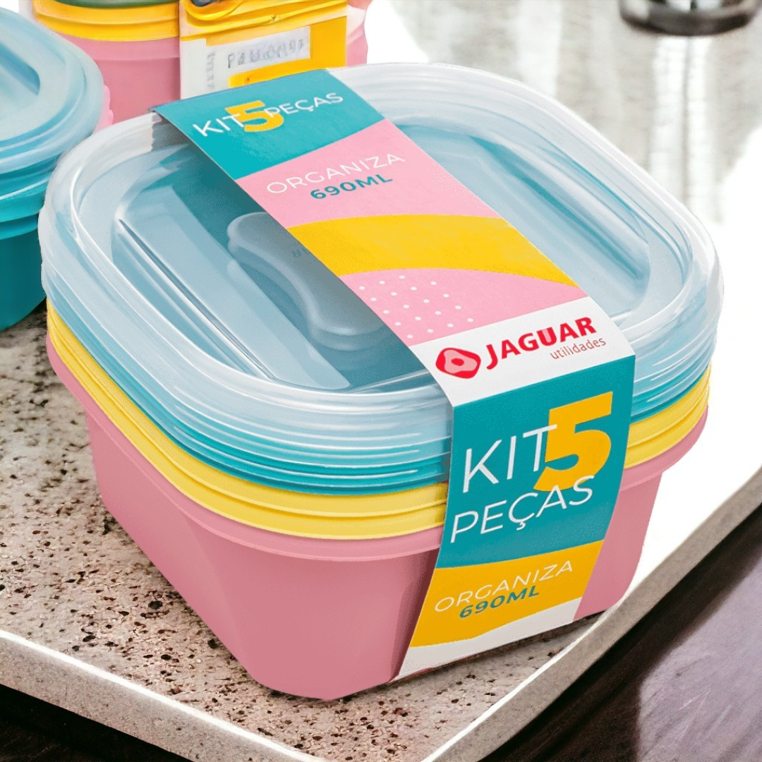 Kit 5 Peças Organiza Quad 690Ml Jaguar