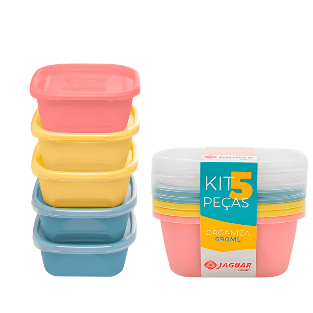 Kit 5 Peças Organiza Quad 690Ml Jaguar