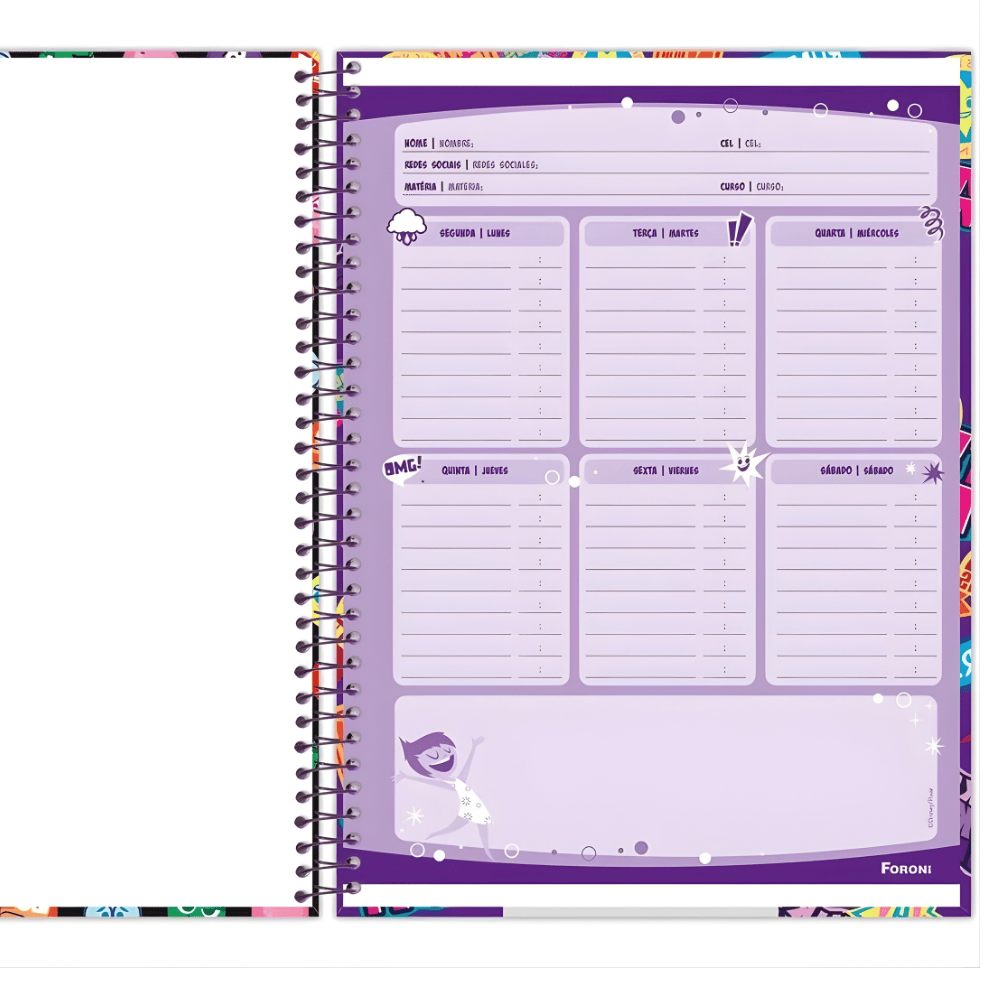 Caderno Universitário Divertidamente  Cd 160Fls 10 Matérias