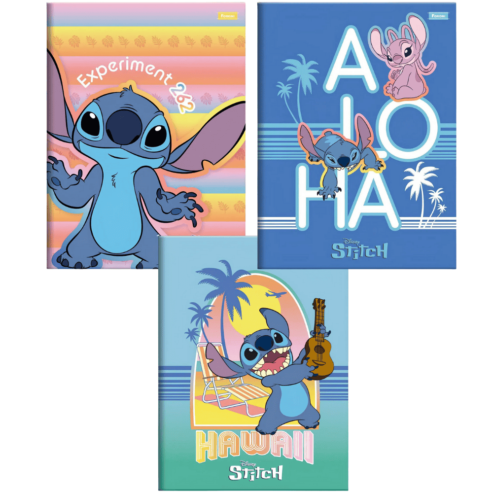 Caderno Brochura Capa Dura 80 Folhas Stitch Foroni