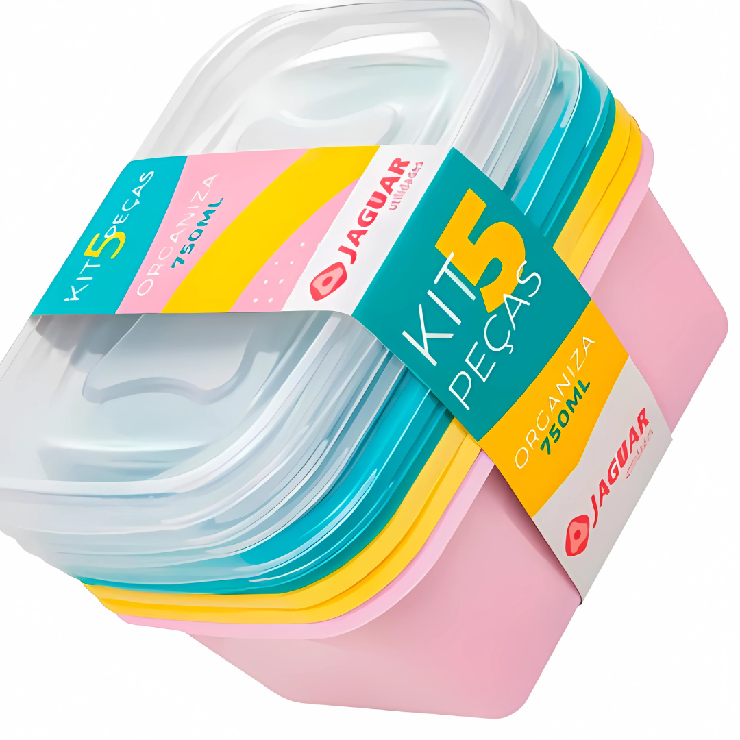 Kit 5 Peças Organizador Retangular 750Ml Jaguar