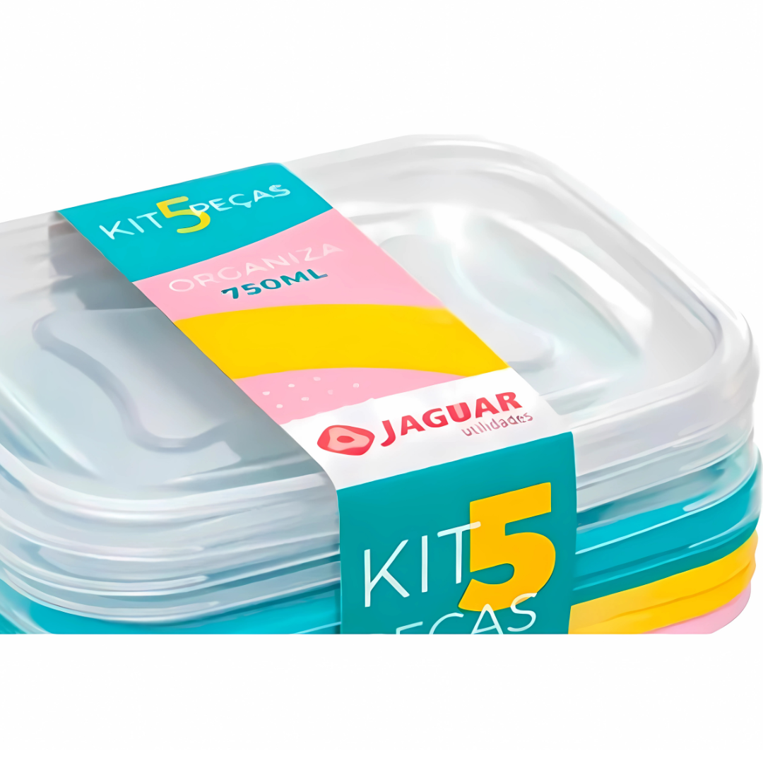 Kit 5 Peças Organizador Retangular 750Ml Jaguar