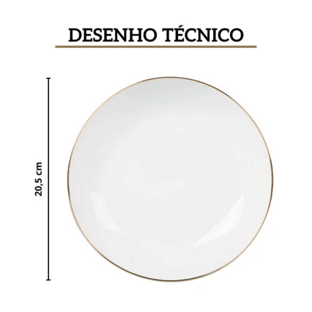Prato Fundo Legacy Gold 20,5cm Branco Full Fit