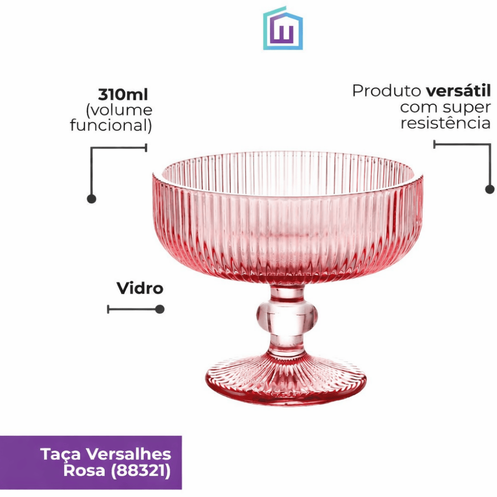 Taça Sobremesa Versalhes Rosa  310Ml Kehome 88321
