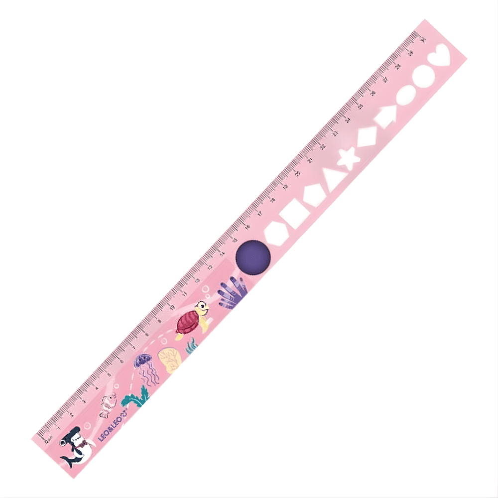 Régua De Plástico Dobrável 15Cm/30Cm Fundo Do Mar Leo E Leo