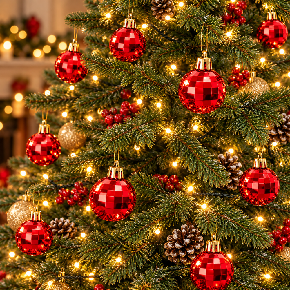 Bola Decorativa para Árvore de Natal Vermelha 4cm 4 Peças Multiart