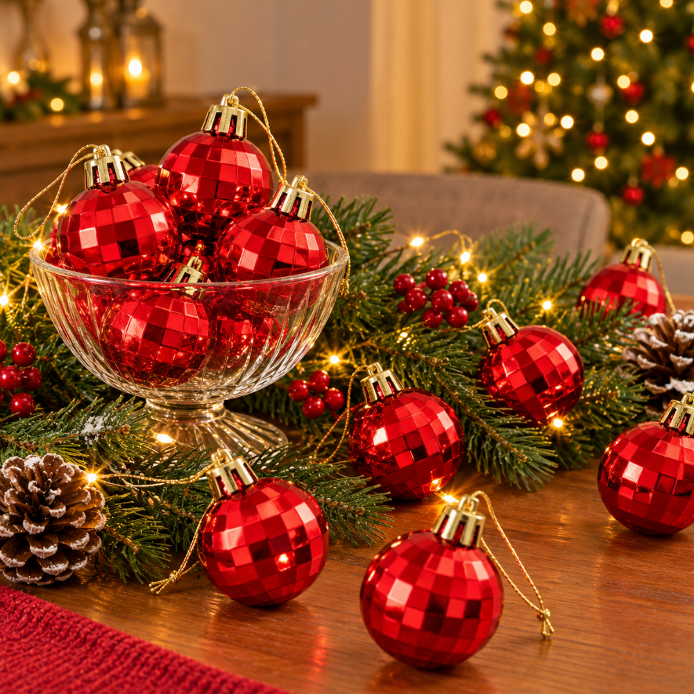 Bola Decorativa para Árvore de Natal Vermelha 4cm 4 Peças Multiart