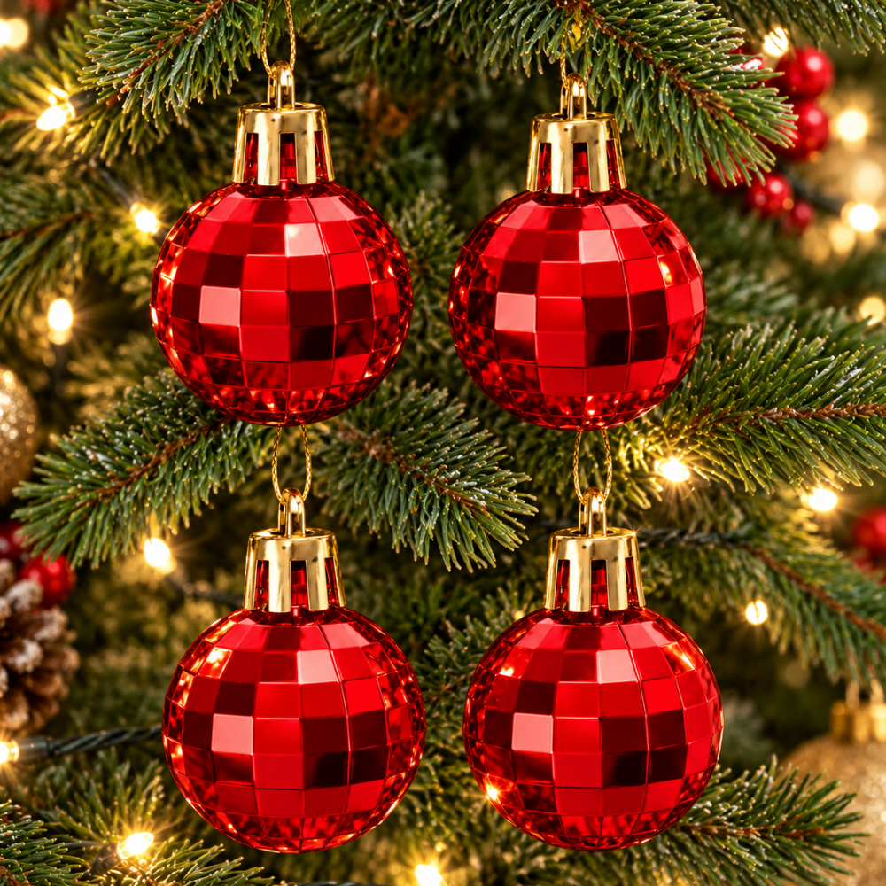 Bola Decorativa para Árvore de Natal Vermelha 4cm 4 Peças Multiart