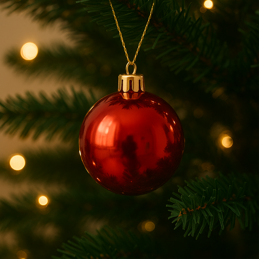 Bola Decorativa de Natal Vermelha 5cm 3 Peças Multiart