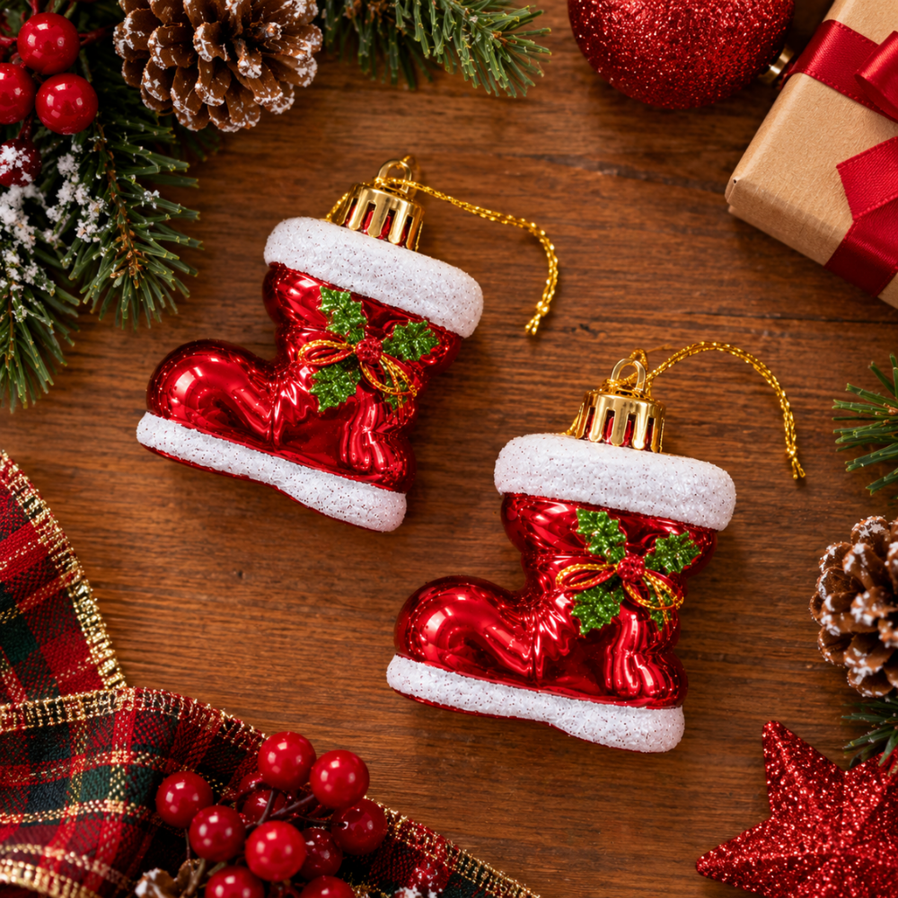 Botinhas Decorativas de Natal 5x6cm 2 Peças Multiart