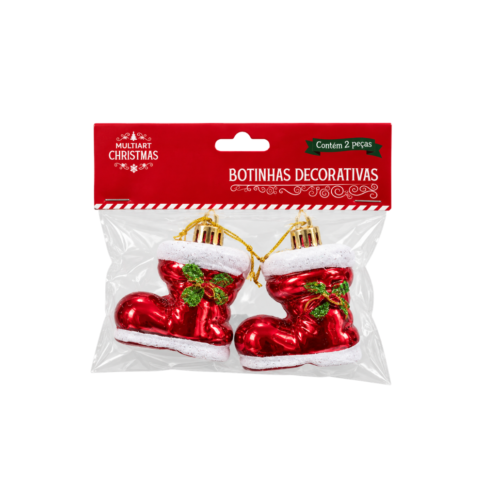 Botinhas Decorativas de Natal 5x6cm 2 Peças Multiart
