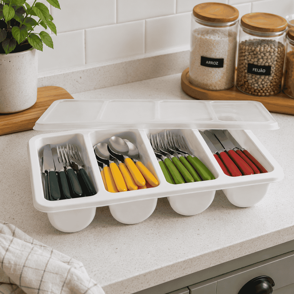 Organizador Biopratika com Tampa Branco Pleion