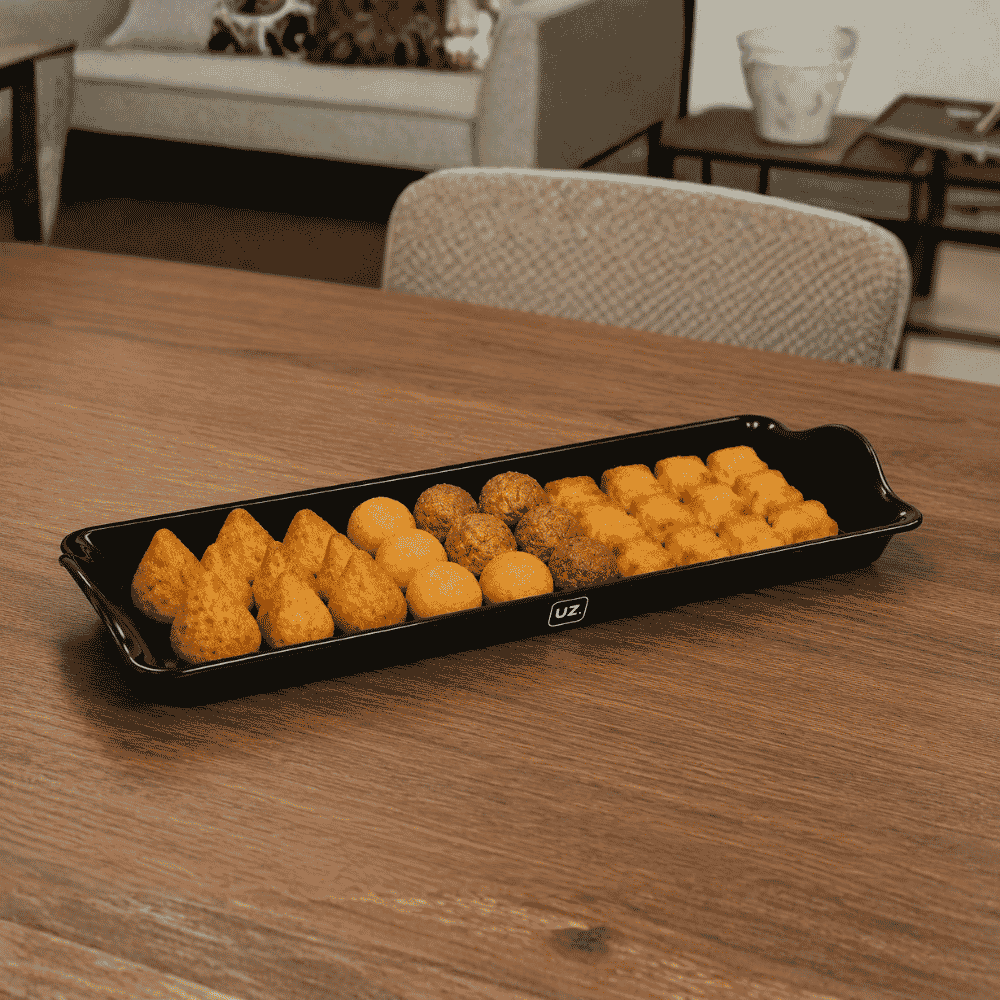 Bandeja Retangular Preta 38x16cm UZ