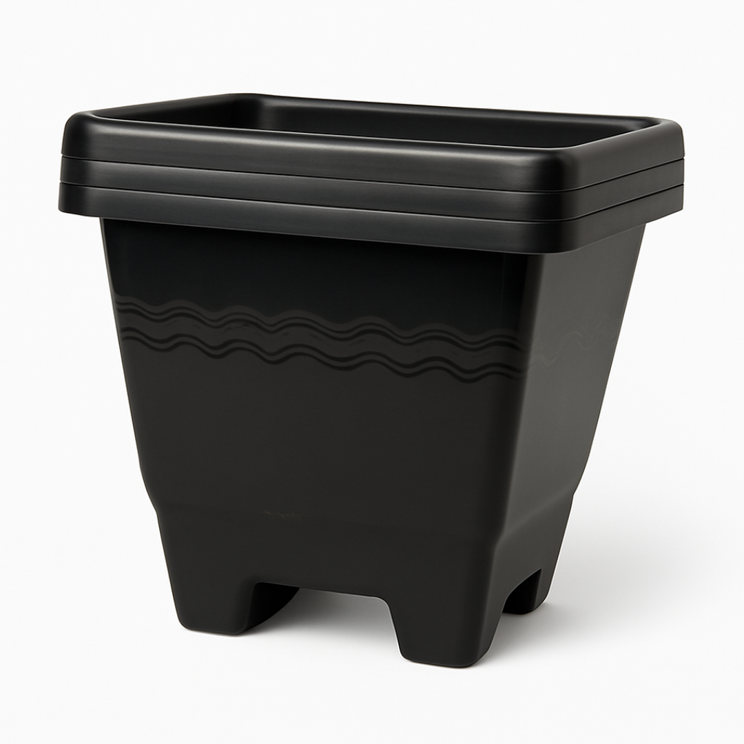 Vaso Quadrado Médio Preto 6,5L Plasnew
