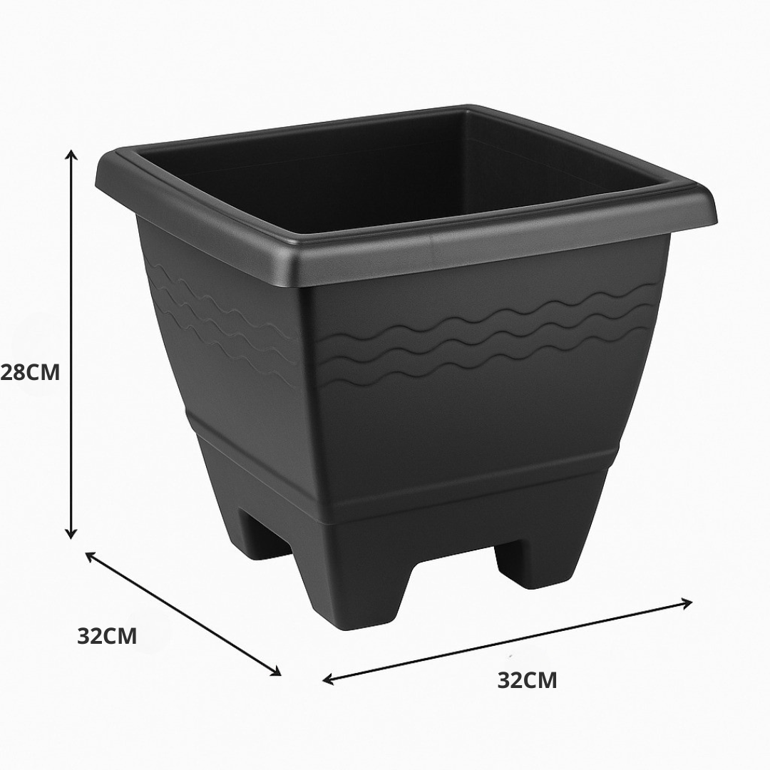 Vaso Quadrado Grande Preto 14,5Lt