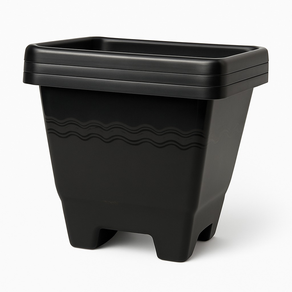 Vaso Quadrado Grande Preto 14,5Lt