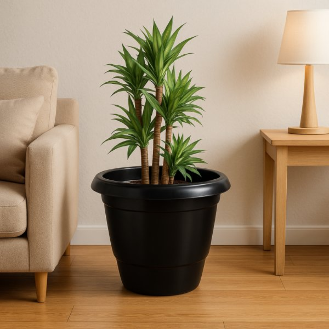 Vaso Redondo Grande Preto 21,5L Plasnew