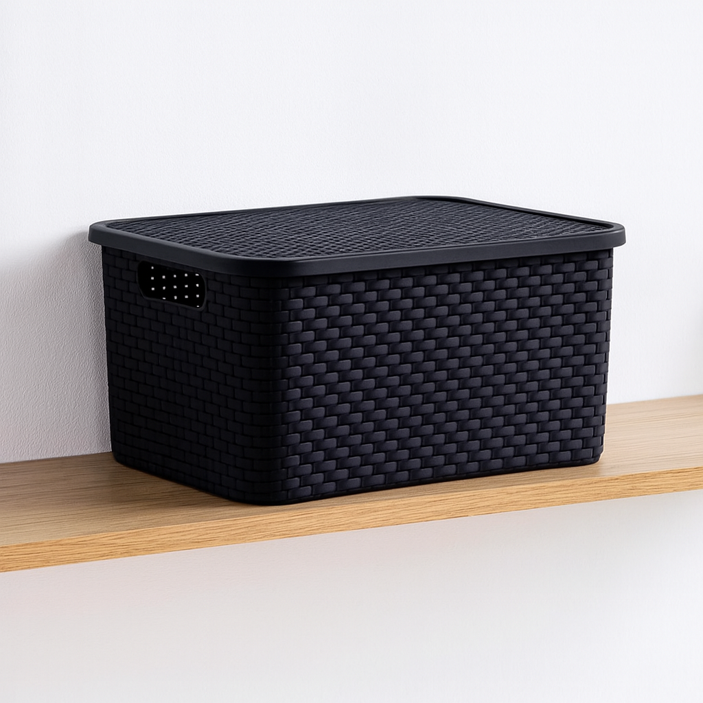 Organizador Rattan Preto N2 Plasnew