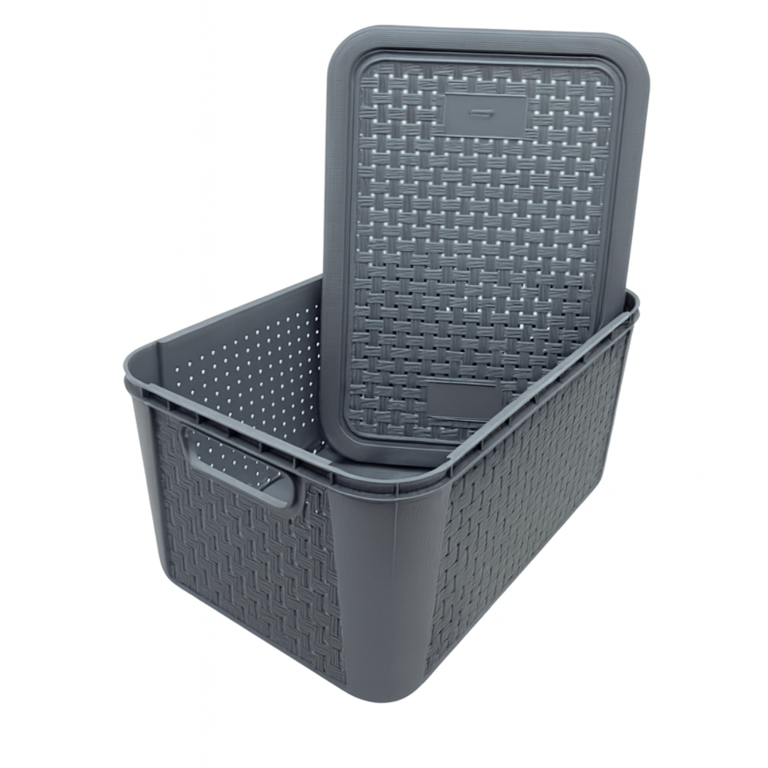 Organizador Rattan Cinza N1 Plasnew