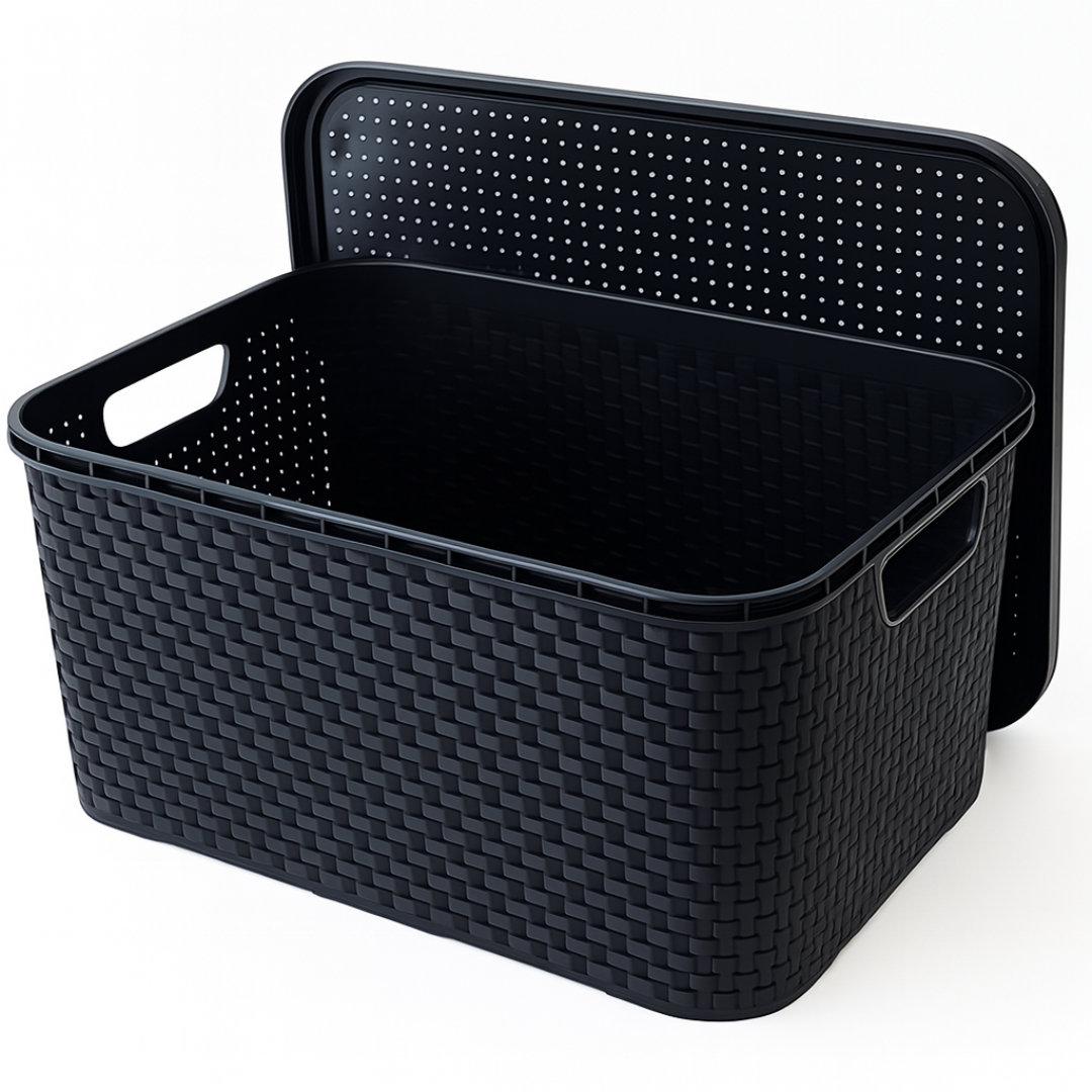 Organizador Rattan Preto Nº3 Plasnew