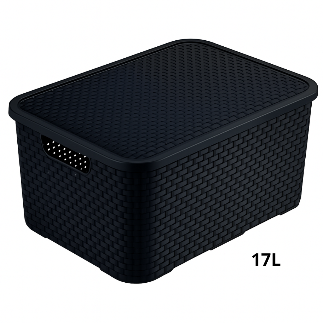 Organizador Rattan Preto Nº3 Plasnew