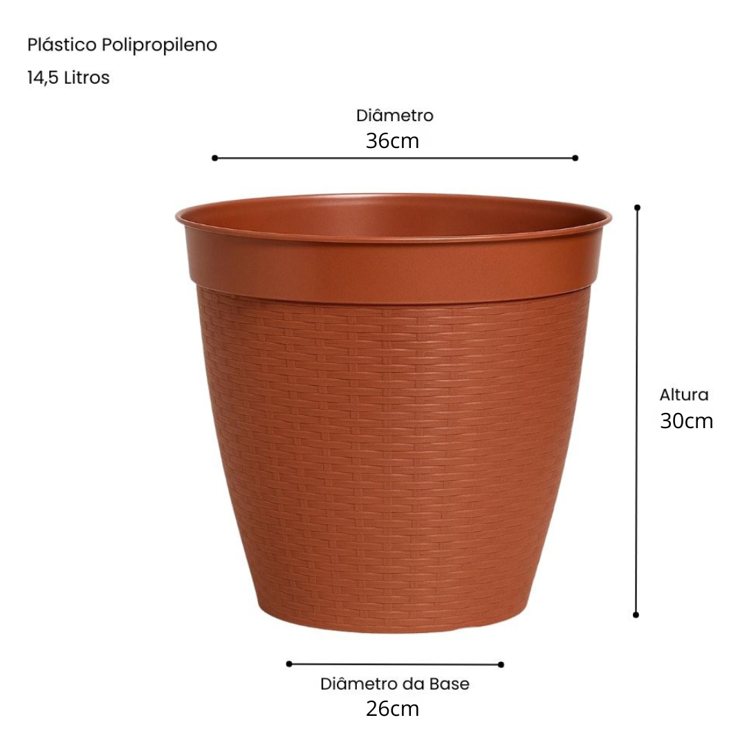 Vaso Redondo Vime C/Borda Reta Cerâmica 14,5L – Plasnew