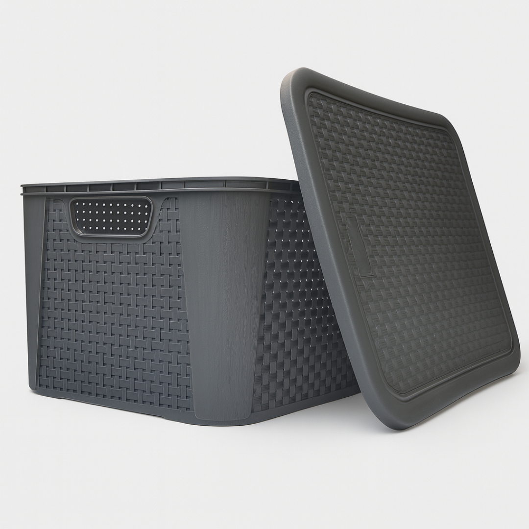 Organizador Rattan Cinza N3 Plasnew