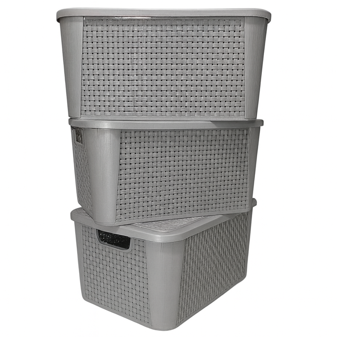 Organizador Rattan Cinza N3 Plasnew