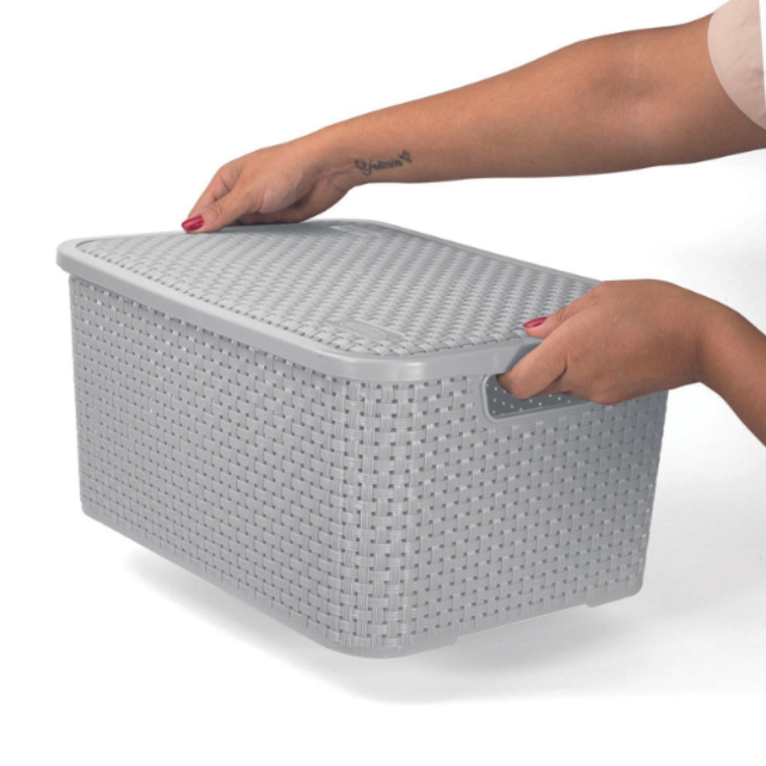 Organizador Rattan Cinza N4 Plasnew