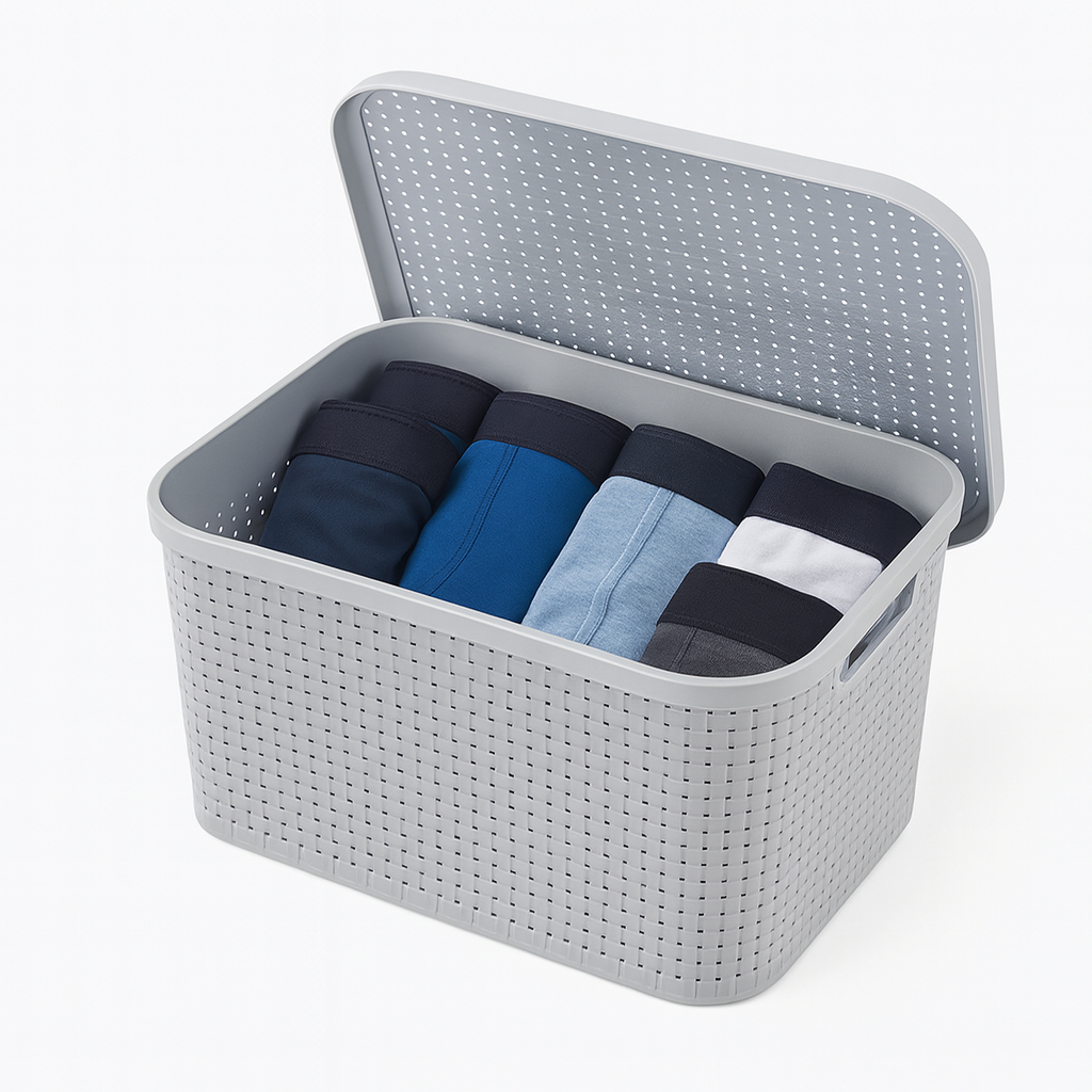 Organizador Rattan Cinza N4 Plasnew