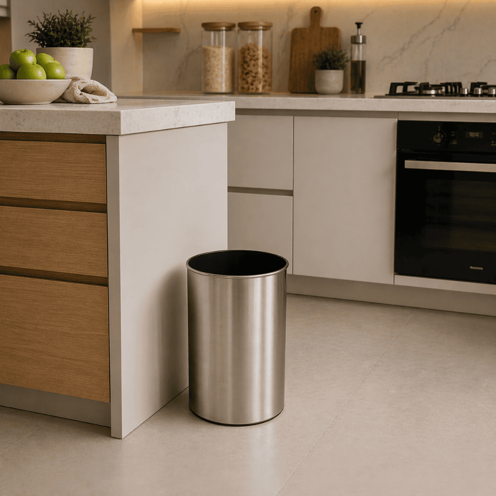 Lixeira 8 Litros com Label Prata Plasnew