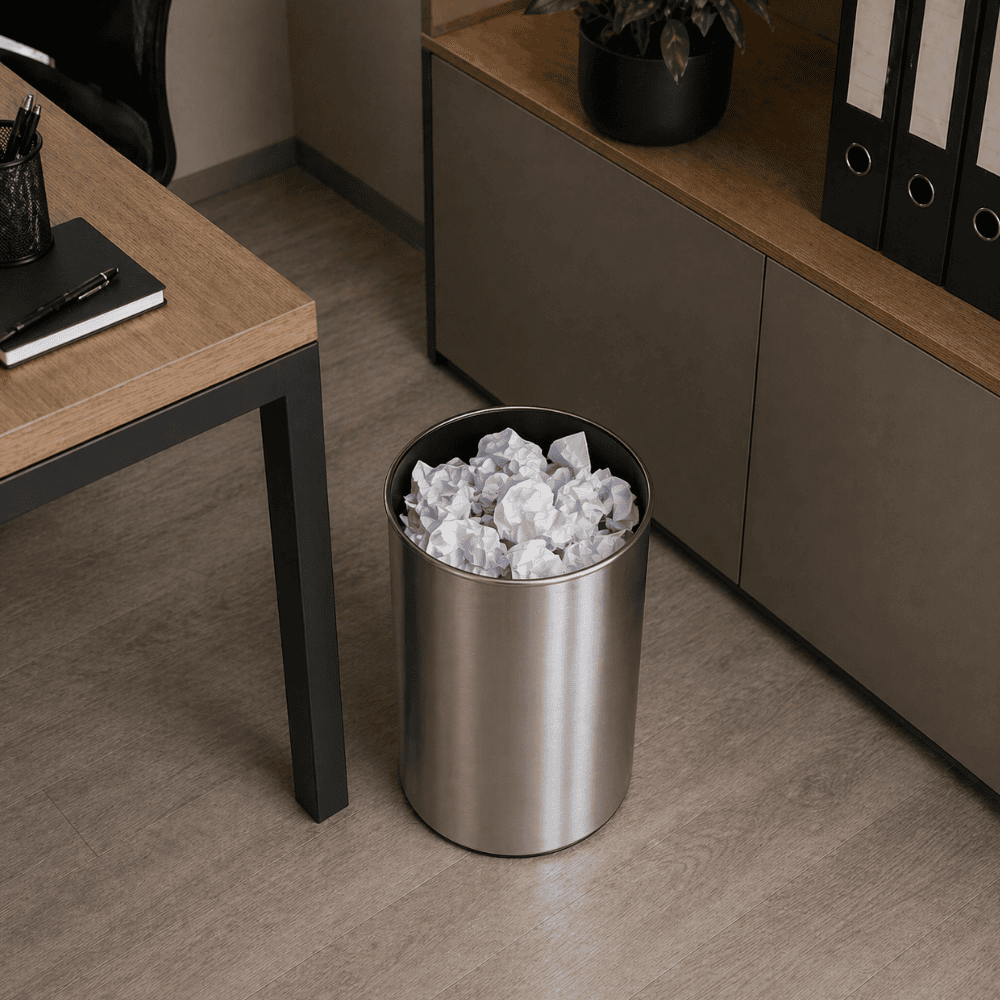 Lixeira 8 Litros com Label Prata Plasnew