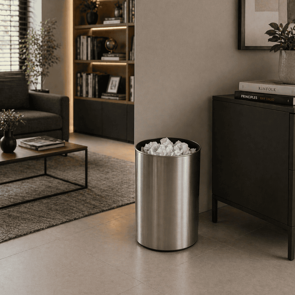 Lixeira 8 Litros com Label Prata Plasnew