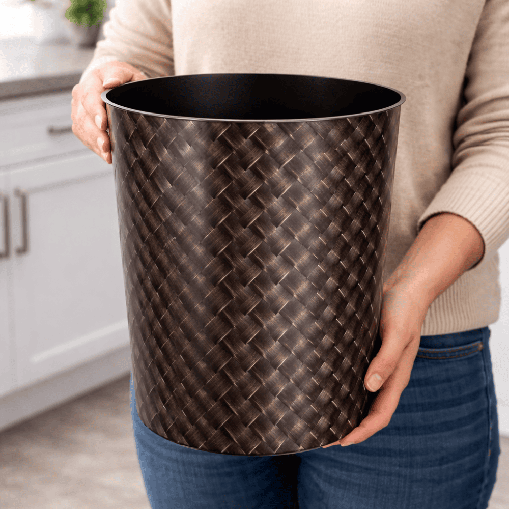 Lixeira 8L Com Label Rattan Preto Plasnew 399