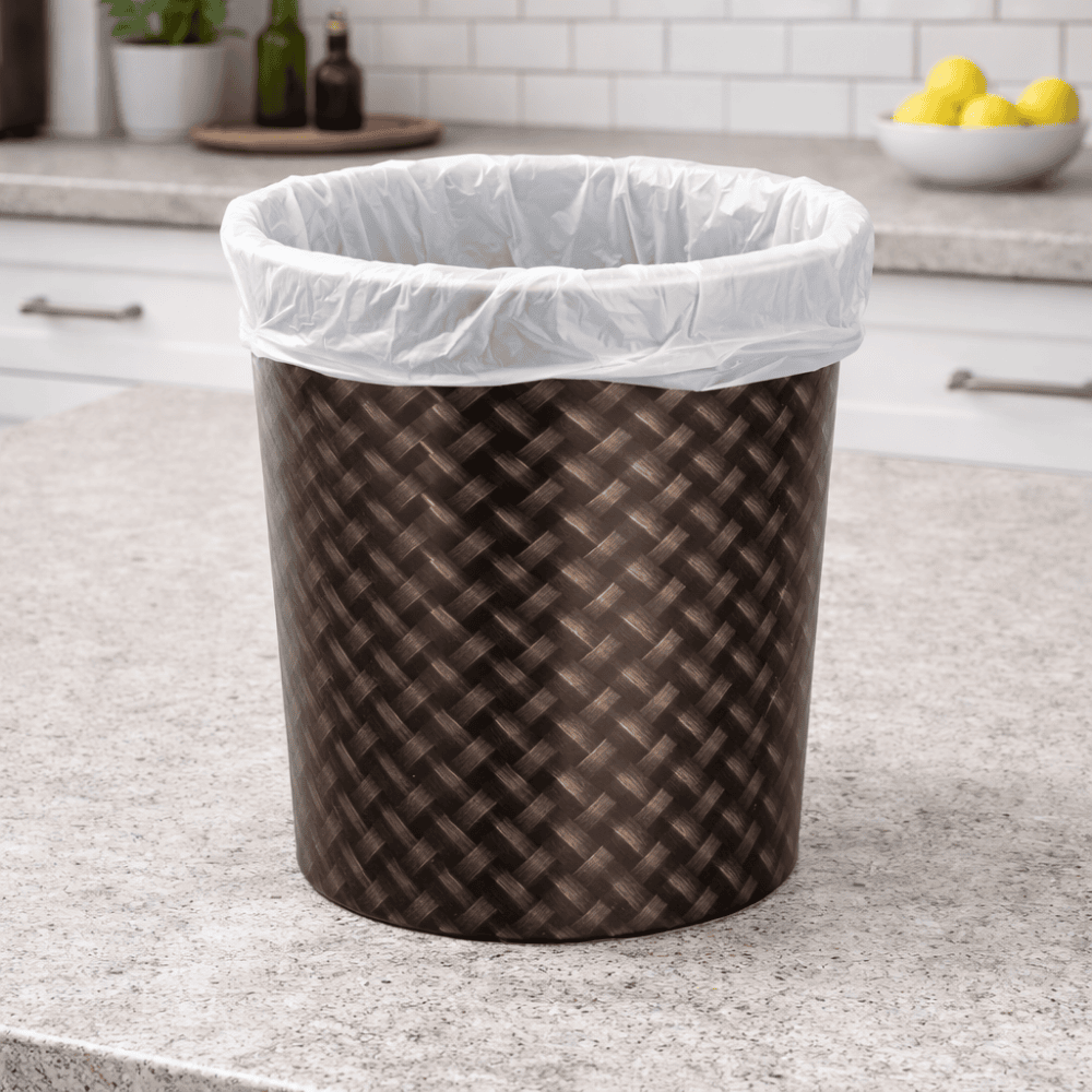 Lixeira 8L Com Label Rattan Preto Plasnew 399