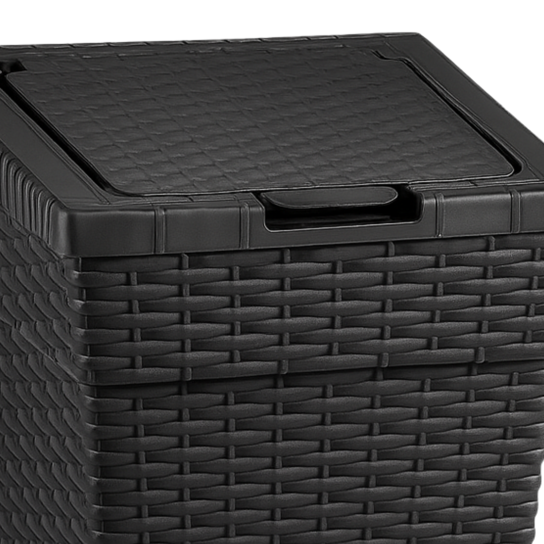 Lixeira Rattan Com Tampa Click 10L Preta Plasnew