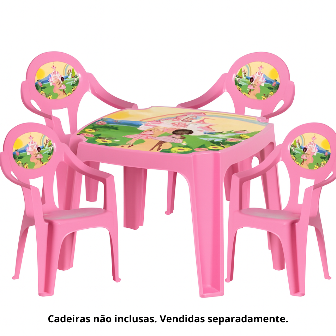 Mesa Infantil Rosa/Label Princesa Plasnew