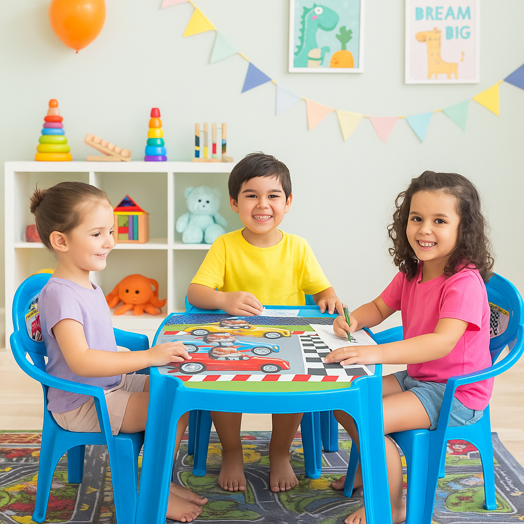 Mesa Infantil Azul/Label Carros Plasnew