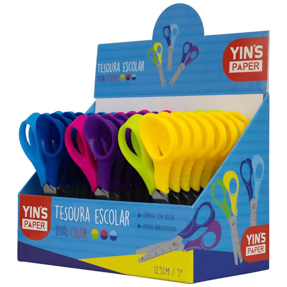 Tesoura Escolar Duas Cores 12,5Cm Color Yins