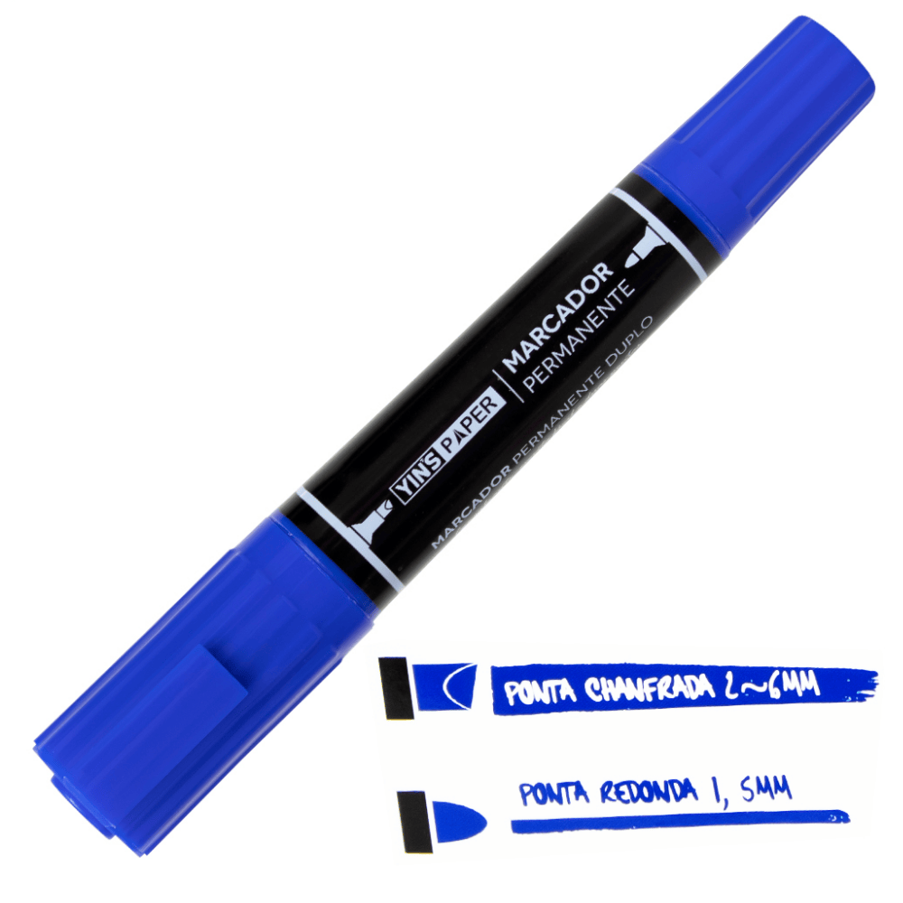 Marcador Permanente Duplo Azul Yins