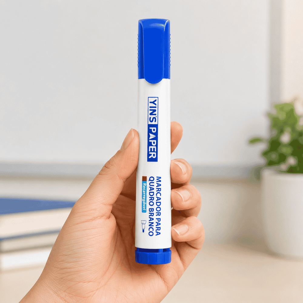 Marcador para Quadro Branco Recarregável Azul Yins