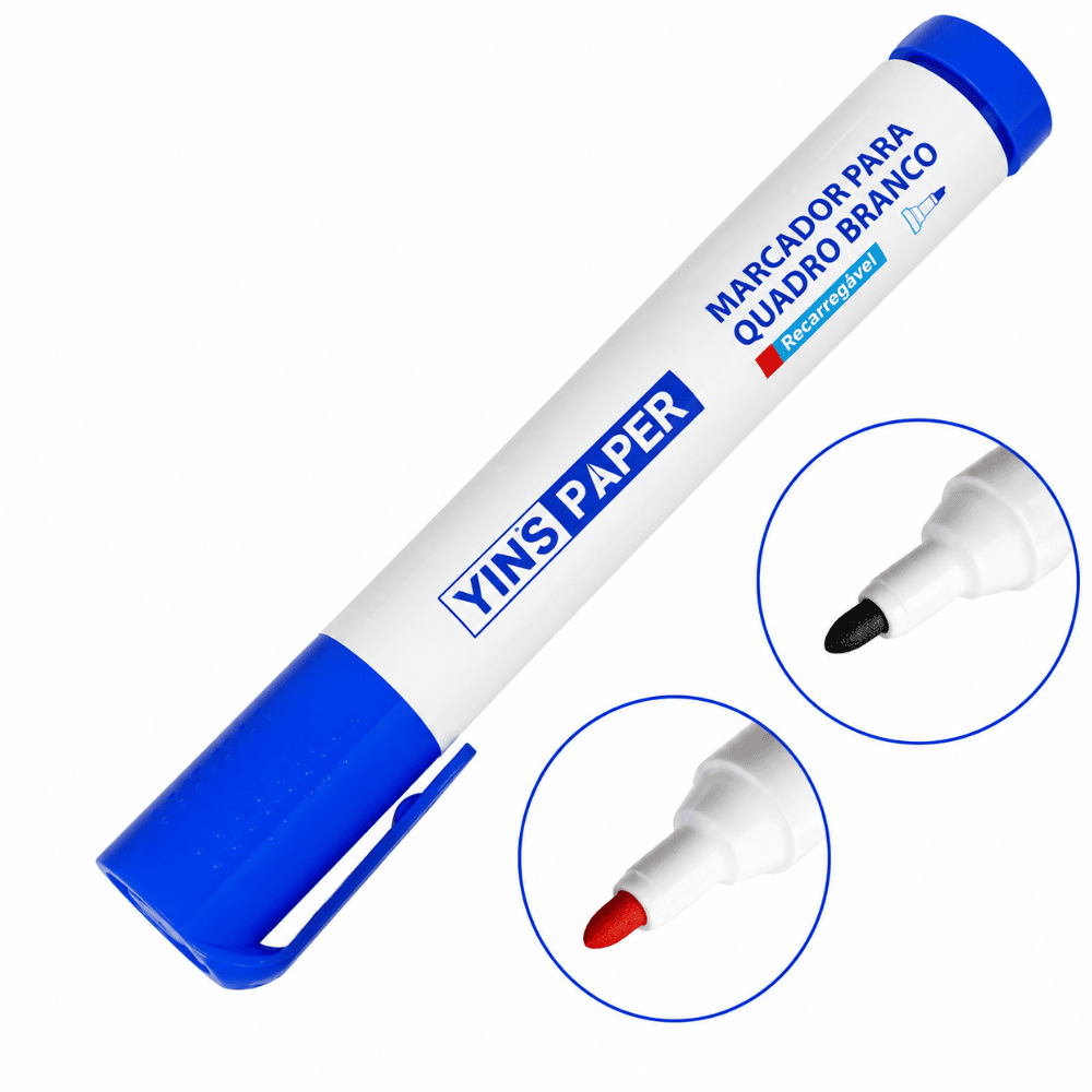 Marcador para Quadro Branco Recarregável Azul Yins
