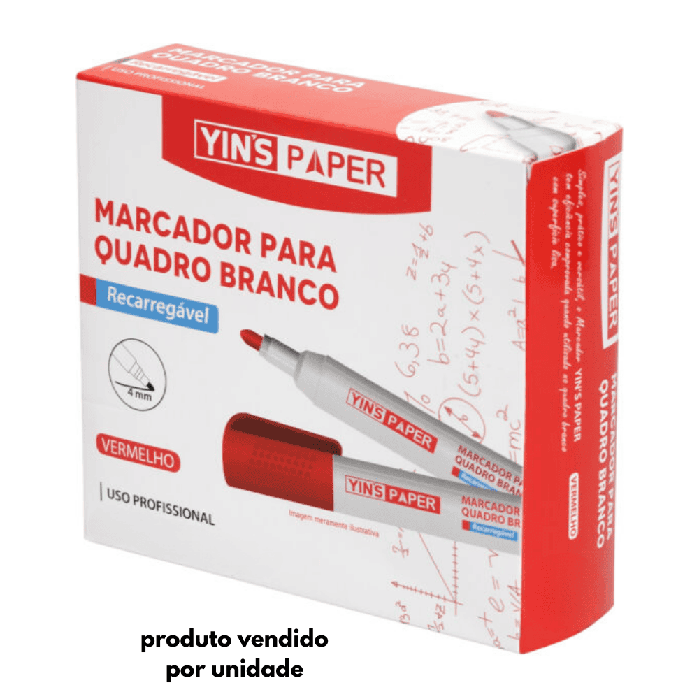 Marcador Para Quadro Branco Recarregável Vermelho Yins